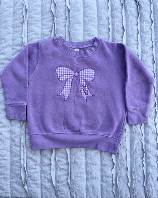 Girls Bow Applique Sweatshirt